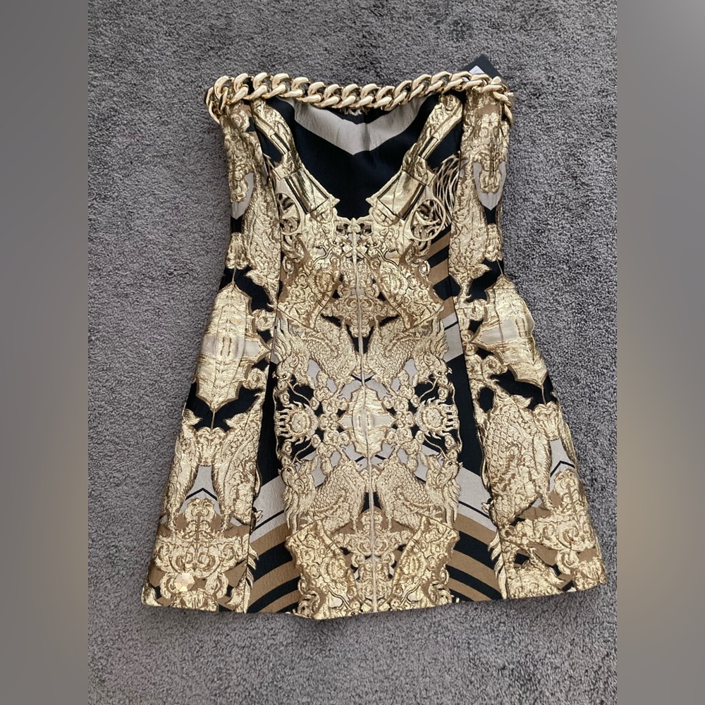 Philipp Plein Elegant Gold and Black Women's Dress size small